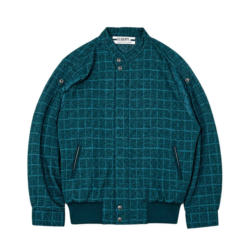 Men’s Textured Checkered Bomber Jacket
