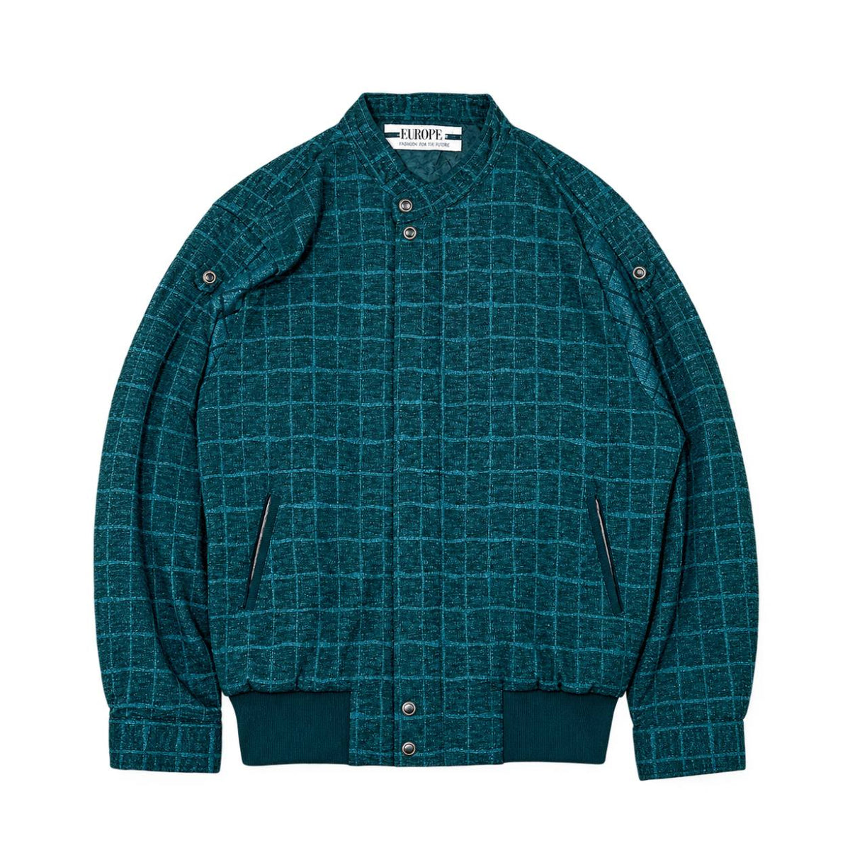 Men’s Textured Checkered Bomber Jacket